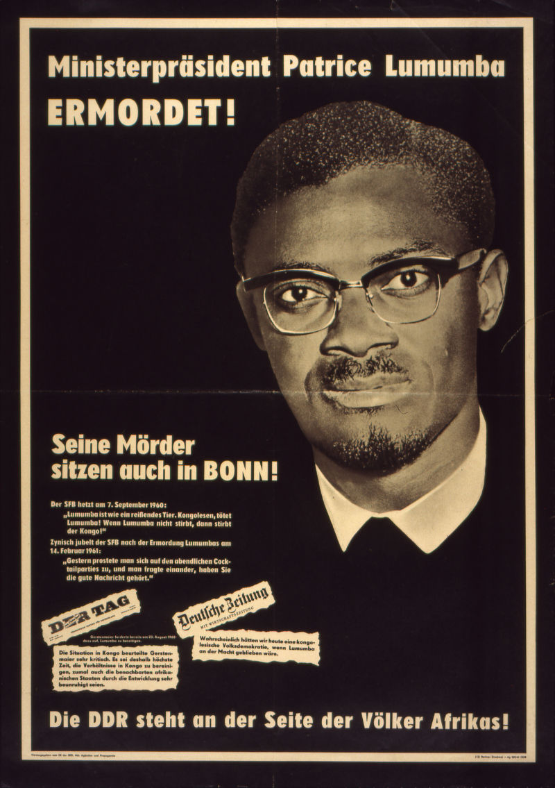 Poster calling for a rally on the occasion of the murder of Patrice Lumumba. Photo: Deutsches Historische Museum.